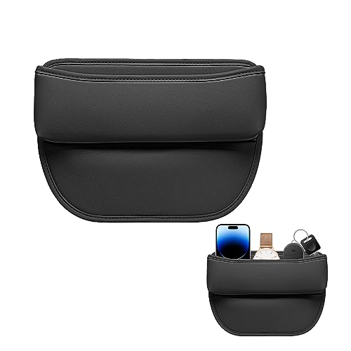 GVSAVY 1pcs Black Car Organizer Bag, Sewn Seat Storage Side Pocket, Car Gap Seat Organizer, Front Seat Console Pocket