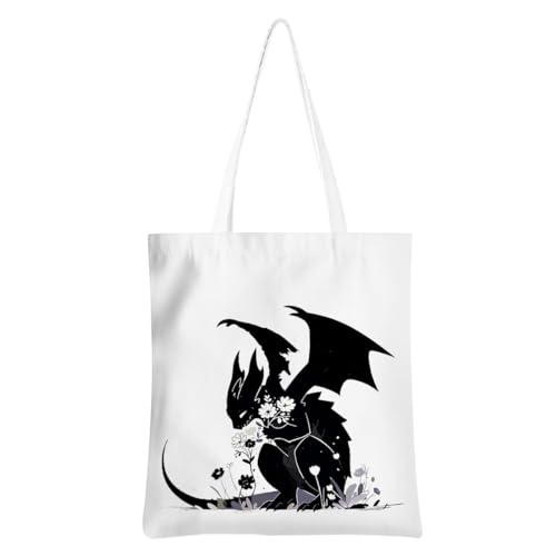 Wenboco Geschenktasche für Buchliebhaber, Fantasiebücher, Drache, Bücherwurm, wiederverwendbar, Einkaufstasche, Strandtasche, Buchclub, Geschenke, Mehrfarbig 1372, 13.7 x 15.6 inches