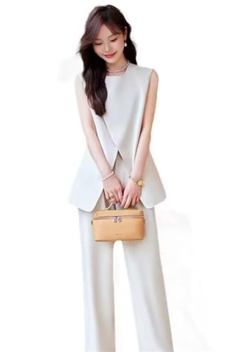 Womens Sleeveless Suit Vest and Wide Leg Pants Business Summer Casual Top Blazer Jacket Suit Sets for Women 2 Piece Outfits