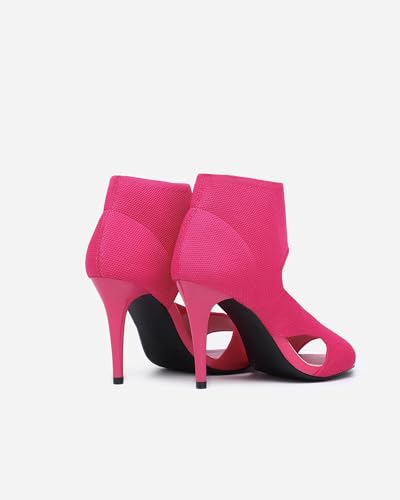 Women's Retro Peep Toe Sandals - Elegant Stiletto Heel Design with Breathable Mesh Knit Upper, Comfortable Elastic Casual Sandals for Daily Wear3