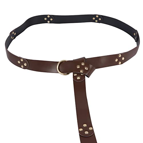 MYAYD PU Leather Medieval Renaissance Viking Retro Pirate Sword Belt Accessories for Men Women with Button decorations