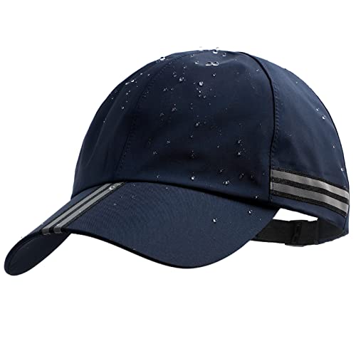 Lvaiz Men Waterproof Baseball Cap Reflective Outdoor Cap For Women's Upf 50+ Unstructured Sport Running Hat Navy Blue, One Size #TOP8
