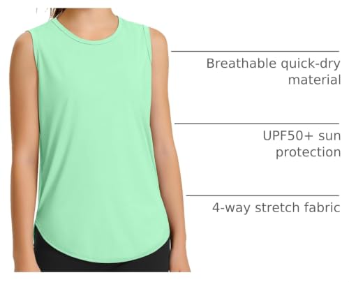 Image of JOCMIC Girls Tank Tops Quick Dry Athletic Sleeveless Shirts UPF50+ | Lightweight, Breathable, Sleeveless, Loose Fit, Crew Neck, Moisture Wicking, Stretchy, Soft, Tennis, Running