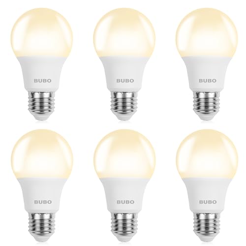 Image of BUBO A19 LED Light Bulbs, 40 Watt Equivalent LED Bulbs, Warm White 3000K, 550 Lumens, E26 Standard Base, Non-Dimmable, 5W Warm White LED Bulbs for Bedroom Living Room Home Office, 6 Pack