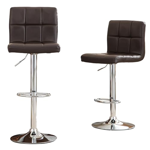 Butacos giratorios elegantes de cuero PU modernos ajustables hidráulicos Roundhill Furniture, color marrón, juego de 2 miniatura 1