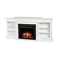 Real Flame Ashton 92" Grand Electric Indoor Fireplace TV Stand for TVs up to 85 inches, Entertainment center with adjustable shelves and storage, TV Stand for Living Room and Bedroom, White