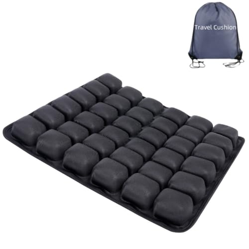 Travel Cushion,Inflatable Travel Cushion Airplane seat Cushions for Long Flights,Portable car seat Cushions, for Office Chair, Wheelchair (36air Bag Black)