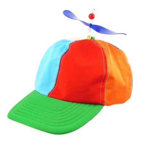 Lizzy Helicopter Propeller Hat Adult | Funny Rainbow Cap with Spinning Rotor Novelty Fancy Dress Hat Stag Night Party Costume Outdoor Festival Headwear