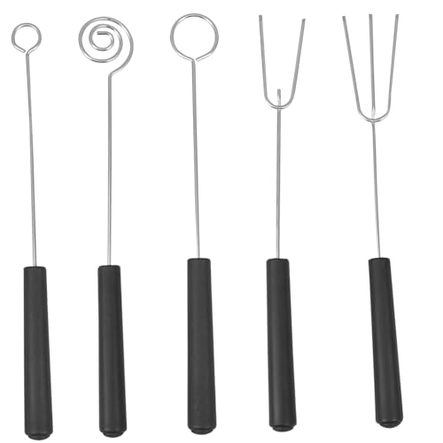 Mipcase 5pcs Stainless Steel Chocolate Fork Picks Two-prong Spiral Three-prong and Shapes for Dipping Nuts Fruits and Candies Kitchen Gadget for Bbq Candy and Cake Decorating