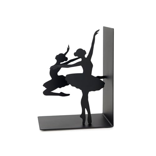 Balvi Buchstütze Ballerina Schwarz Farbe Halterung mit Rutschfester Unterseite Metall