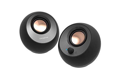 Creative Pebble V3 Minimalistic 2.0 USB-C Desktop Speakers with Bluetooth 5.0, 8W RMS with 16W Peak Power, USB-A Converter Included (Black) (Renewed)