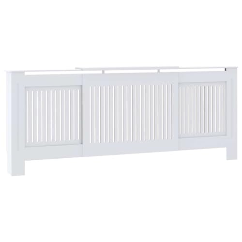 vidaXL Radiator Cover, Radiator Guard for Home Office, Heater Cover for Living Room Decorative, Heating Cabinet Protective Cover, White MDF