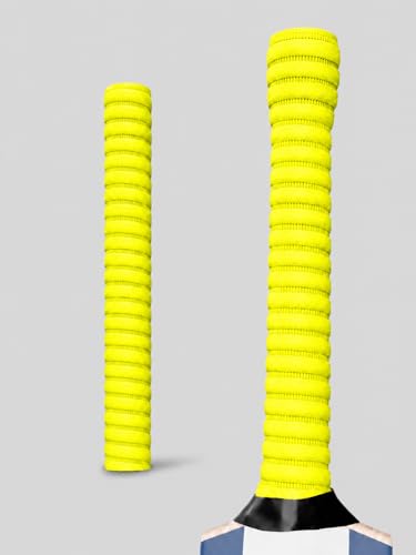 Image of Professional Cricket Bat Handle Coil Fluorescent Grips with Better Shock Absorption | Cricket Accessories Bat Handle Grips, Pack of 1 (Yellow)