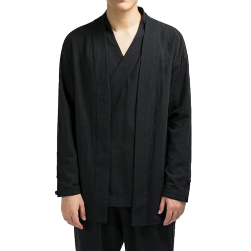 Chemise en lin homme de style chinois retro pour le printemps et l automne