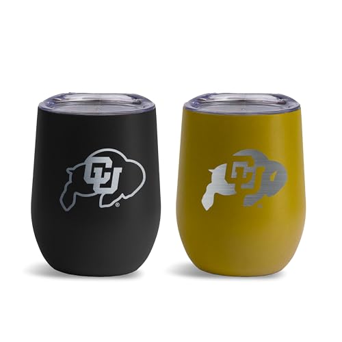 The Memory Company Officially Licensed NCAA - University of Colorado, Boulder 2-Pack SS Stemless Wine Tumblers Home/Away