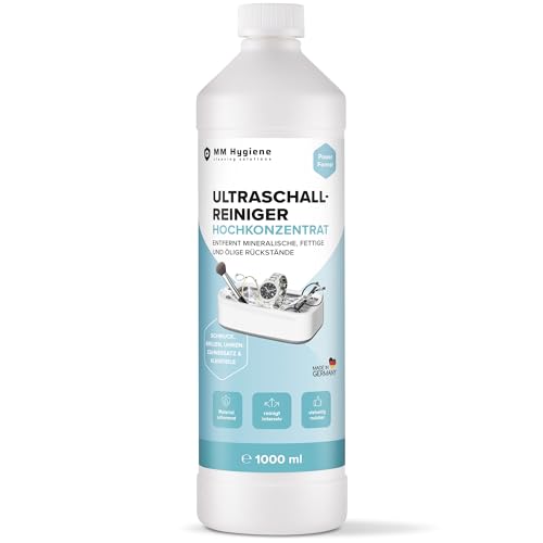 MM HYGIENE® Ultraschallreiniger Konzentrat 1000ml - Reinigungskonzentrat für Brillen, Schmuck und Zahnersatz im Ultraschallbad - Für alle Ultraschallgeräte geeignet – Made in Germany