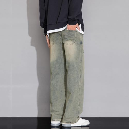 Vintage Baggy Jeans for Men Mid Rise Seam Front Y2k Wide Leg Jeans Loose Fit Straight Leg Skater Jeans Streetwear2