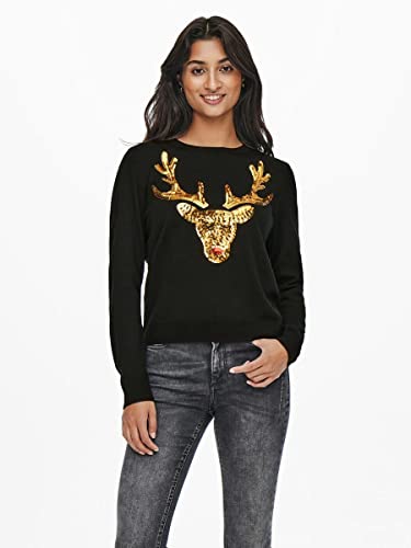 Only Onlxmas L/S Pullover Ex Knt Maglione, Nero, M...