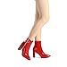 DREAM PAIRS Women's Chunky Heel Ankle Booties Pointed Toe Short Boots,Size 8.5,Red/Pat-3,SIANNA