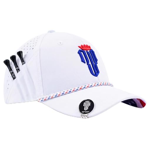 Image of NJF Golf Hat Men - Breathable Mens Golf Hats, Adjustable Rope Hook and Loop Style Cap, Convenient Cap with Tee Holder