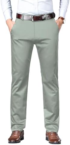 AVANOVA Men's Trousers Light Business Style Slightly Stretch Straight Leg Pants for Outdoor Casual Daily Trouser II Men's Regular Casual Pants Trouser (Trouser 126)