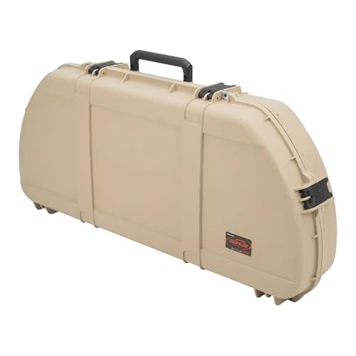 SKB Hard Protective Storage Case for Archery Bow and Arrows, iSeries Shaped Bow Case, Tan - Quiver Holder and Gear Box for Hunting Accessories