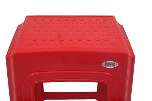 Image of SKYGLAMOUR Supreme Plastic Multi-Purpose 2-Step Stool for Home | Office&Kitchen Use with Weight Bearing Capacity of 150 Kg |2 Step Stool for Home|Color: Red; Set of 2
