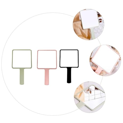 Set de 3 espejos portátiles con mango para maquillaje miniatura 3