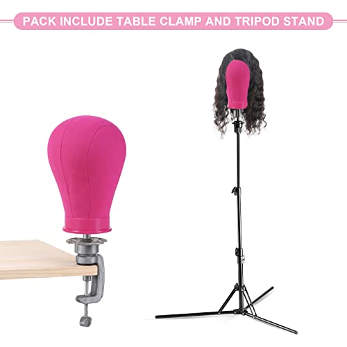 Neverland Beauty & Health Wig Stand Tripod With Head,23 Inch Red Wig Head Stand With Mannequin Head,Canvas Head For Wigs,Foldable Mannequin Head Stand Set For Wig Making Display #TOP4