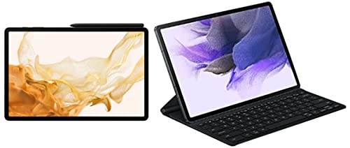 Image of Samsung Galaxy Tab S8+ 31.49 cm (12.4 inch) sAMOLED Display, RAM 8 GB, ROM 128 GB Expandable, S Pen in-Box, Wi-Fi Tablet, Graphite Original Tab S8+ Keyboard Book Cover, Black