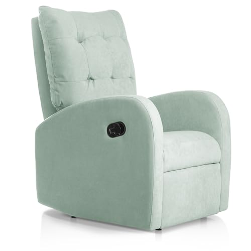SUENOSZZZ-ESPECIALISTAS DEL DESCANSO Sillon Relax orejero reclinable Soft tapizado en Tela Antimanchas Verde Agua