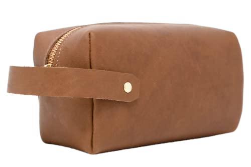 Northwind Supply Leather Toiletry Bag and Dopp Kit - Great For Toiletries, Cosmetics, and Travel Accessories - Made in the USA with Genuine Full Grain Leather - Compact & Easily Fits in Luggage
