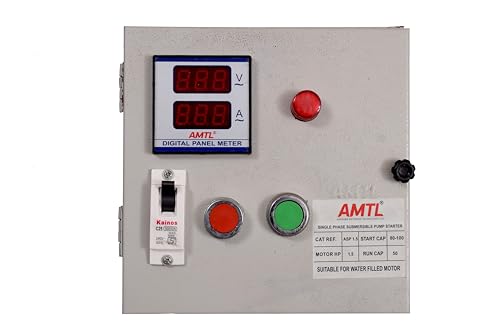 Image of AMTL Single Phase Digital Starter Panel Board for Borewell Submersible Pump With Dry Run, Overload, Overvoltage, Undervoltage Protection and Motor (1.5HP)