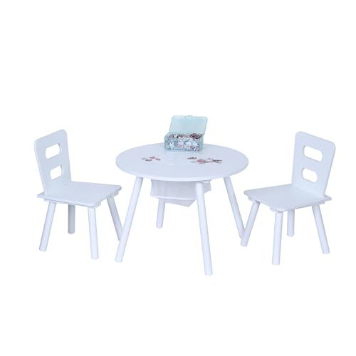 Table avec 2 chaises Relaxdays pour enfants en MDF blanc