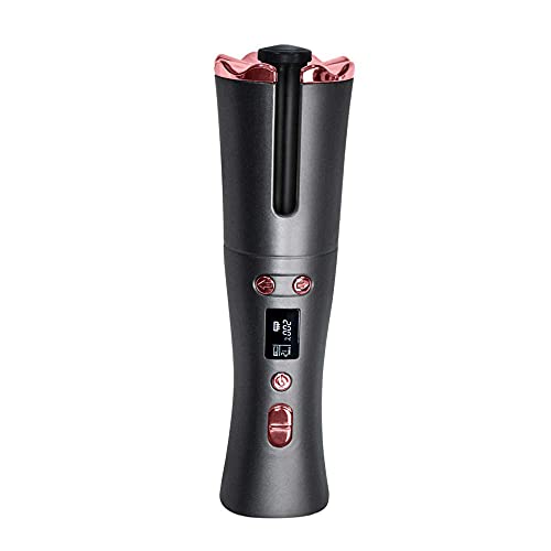 Hierro de Curling automático inalámbrico, Pantalla LCD Ajuste de Carga USB de Temperatura Ajustable, Hierro de Curling Inteligente con Anti escaldado portátil para Viajes mundiales