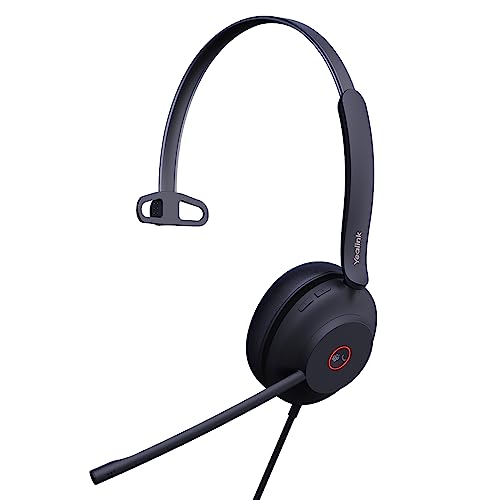 Image of Yealink UH37 Professional Wired USB-A Headset with Noise Cancelling Microphone for Computer PC, Mono Headphones with Mute Control, Compatible with Teams, Zoom, and Other Online Conference