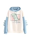 ❉ Design : manches longues, imprimé dinosaure, bloc de couleur, col haut, design à capuche, poignets design d'épices de dinosaure, sweat à capuche avec cordon de serrage, fermeture à pull. Sweat à capuche unisexe décontracté et unique en forme de dinosaure.