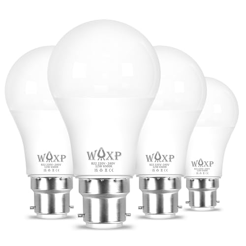 B22 Bayonet LED Light Bulb 100W Equivalent, 1600 Lumen Super Bright B22 LED Bulbs, 12W Light Bulbs Bayonet Fitting, Cool White 6500K, Non-Dimmable, Pack of 4 B22 Bayonet LED Light Bulb 100W Equivalent, 1600 Lumen Super Bright B22 LED Bulbs, 12W Light Bulbs Bayonet Fitting, Cool White 6500K, Non-Dimmable, Pack of 4