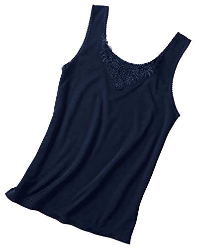 Cuddl Duds Medallion Lace Camisole, Navy, 1X #TOP26