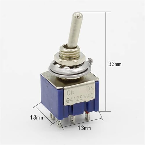 Interrupteurs MTS-202 DPDT contrôle bipolaire simultané mini levier bleu x2 - 3