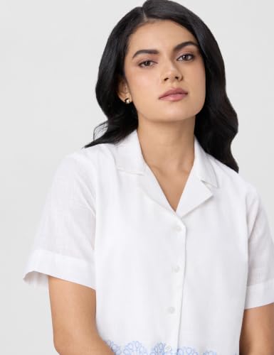 Image of Symbol Premium Women's Embroidered Cotton Co ord Set | Shirt & Shorts with Embroidery |Relax Fit | Casual Summer Travel Outfit (Available in Plus Sizes)