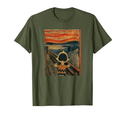 Peanuts - Charlie Brown - Scream T-Shirt, Men, Olive Green, Medium
