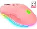 Produktbild KLIM Blaze - Wiederaufladbare kabellose RGB Gaming Maus - NEU 2023 - Hochpräziser Sensor mit Langer Akkudauer - Einstellbar auf bis zu 10000 DPI - Kabel- und Funk Maus Modus (Pink)