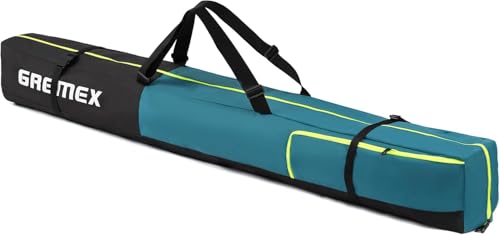 GREMEX Bolsa de esquí 180 cm - Impermeable y resistente - Bolsa ligera para 1 par de esquís - Saco de esquí ergonómico y compacto - Accesorio de esquí alpino, equipamiento deportivo para viajes