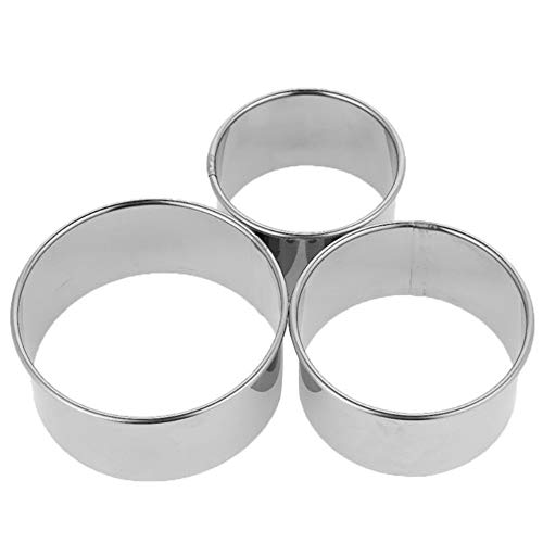 Cortador de repostería de acero inoxidable, 3 piezas de moldes redondos para hornear galletas y pasteles para dar forma a círculos, cortar masa, panecillos ingleses