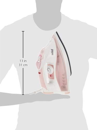 Sanford Ceramic Steam Iron held by hand showing 13 inch and 31 cm size reference