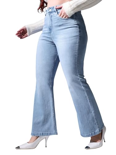 Image of Miss Chase A+ Women's High Rise Regular-Length Stretchable Denim Wide-Leg Shaping Jeans
