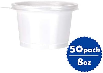 OTOR 8oz Plastic Food Storage Containers With Lids - 50 Sets - Restaurant Deli Cups, Foodsavers, Take Out To-Go, Baby & Portion Control Meal Prep Containers