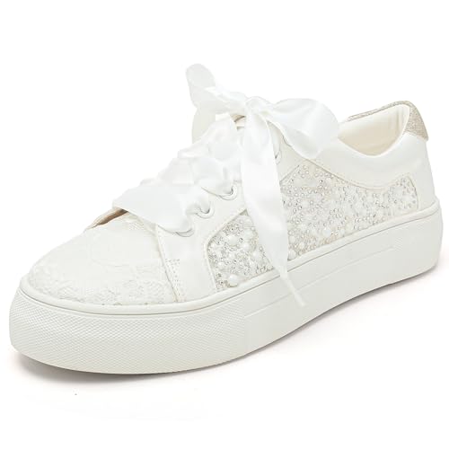 Elivandon 9993 Wedding Shoes Lace Bridal Sneakers 1.46