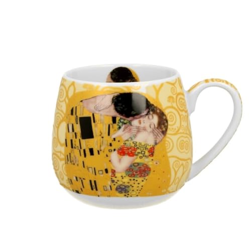 Taza de Porcelana 430 ml “El Beso” – Inspirada en Gustav Klimt, Serie Art Gallery, Elegante Regalo para Amantes del Arte